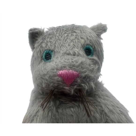 Battat Gray Plush Kitty Cat Toy Embroidered Details Whiskers Handheld 3" - Picture 5 of 7